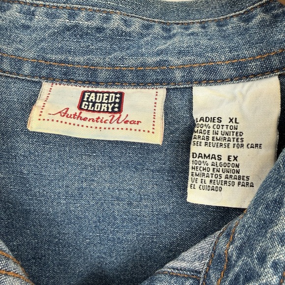 VTG Faded Glory Womens XL Denim Shirt Bald Eagle Nature Western Americana Boho - Picture 5 of 16